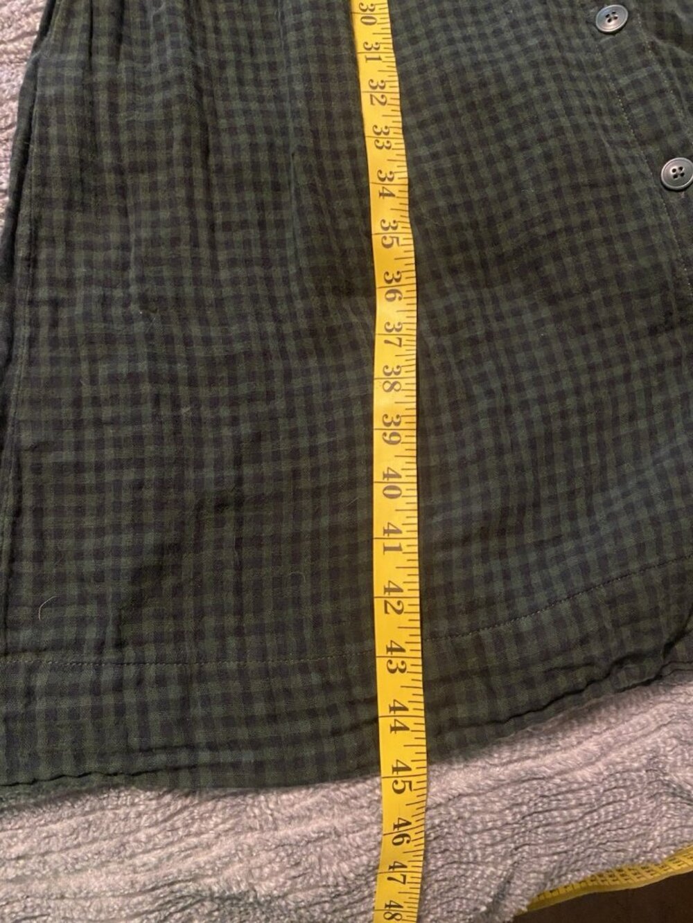 Women's Coastal Double Gauze Short Sleeve Dress In Green Gingham Check L Organic - Picture 7 of 8